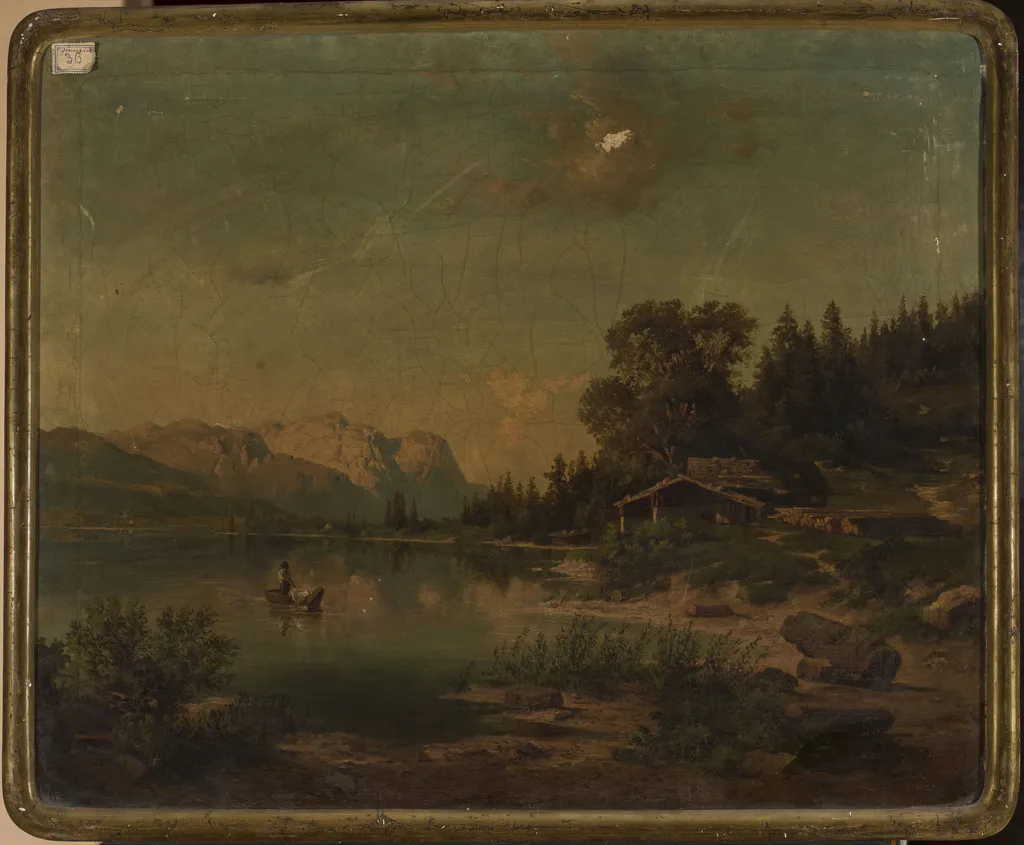 Lake in the mountains, by Karl Müller, oil