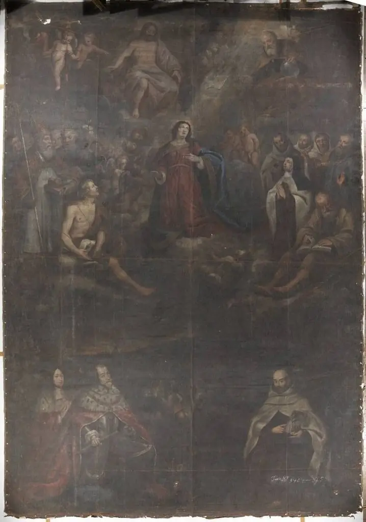 Kurfürst Maximilian I. von Bayern empfiehlt sich vor der Schlacht am Weißen Berg dem Schutz der Gottesmutter, der Heiligen Dreifaltigkeit und allen He, by Karl Nikolaus Pfleger