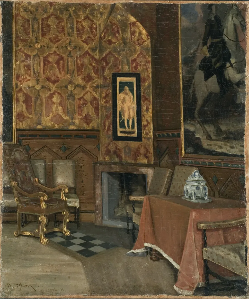 Gripsholms slott, konseljsalen, by Karl Nordström, oil, 1890