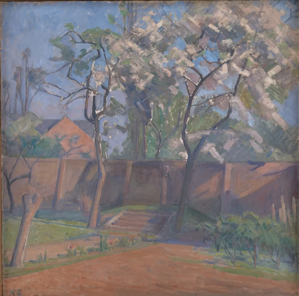 Forår i haven, by Karl Schou, oil, 1934
