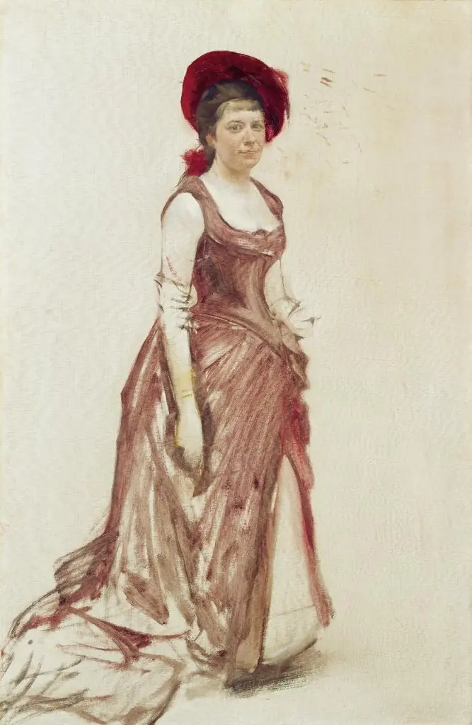 Bildnis Lydia Welti-Escher im roten Kleid, by Karl Stauffer-Bern