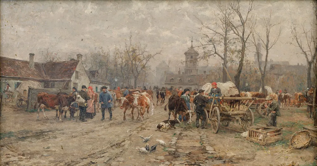Târg de vite, by Karl Stuhlmuller, 1850