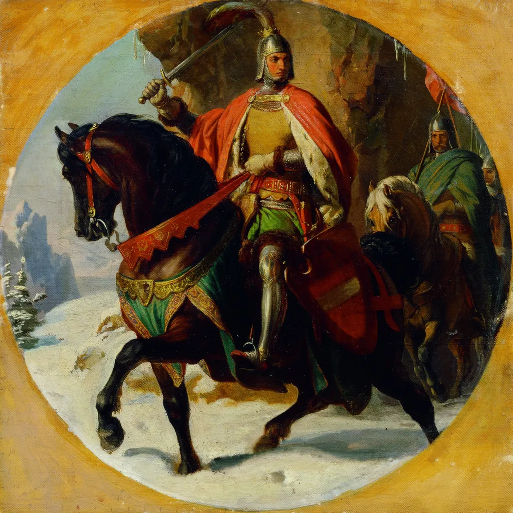 Battle of Albrecht I. over the Semming 1292, by Karl von Blaas, oil, 1868
