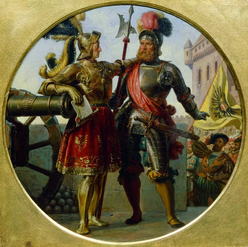 Emperor Maximilian I and Georg von Frundsberg, by Karl von Blaas