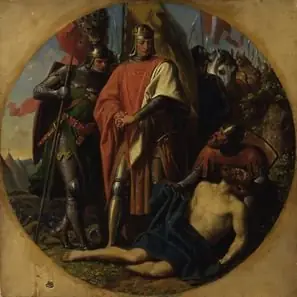 Rudolf I of Habsburg at the corpse of Ottokar near Dürnkrut in 1278, by Karl von Blaas