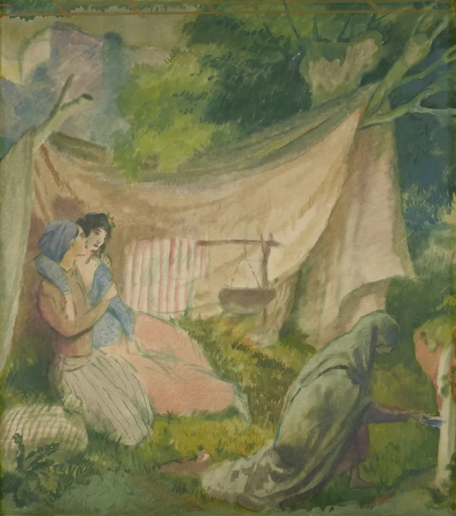 Zwei Mädchen und Verhüllte, by Karl Walser