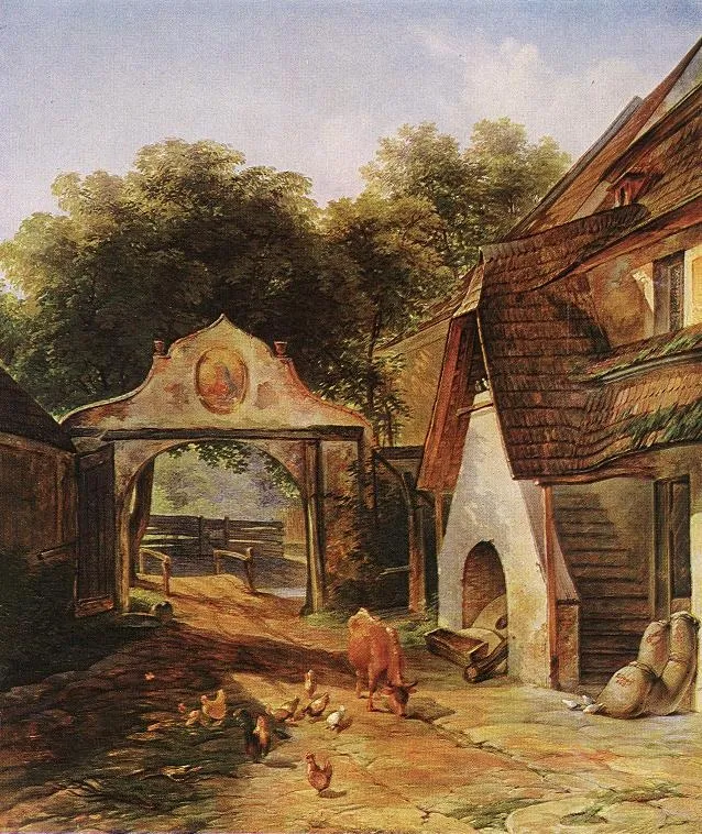 Peasant Yard, by Karol Ľudovít Libay, oil, 1843