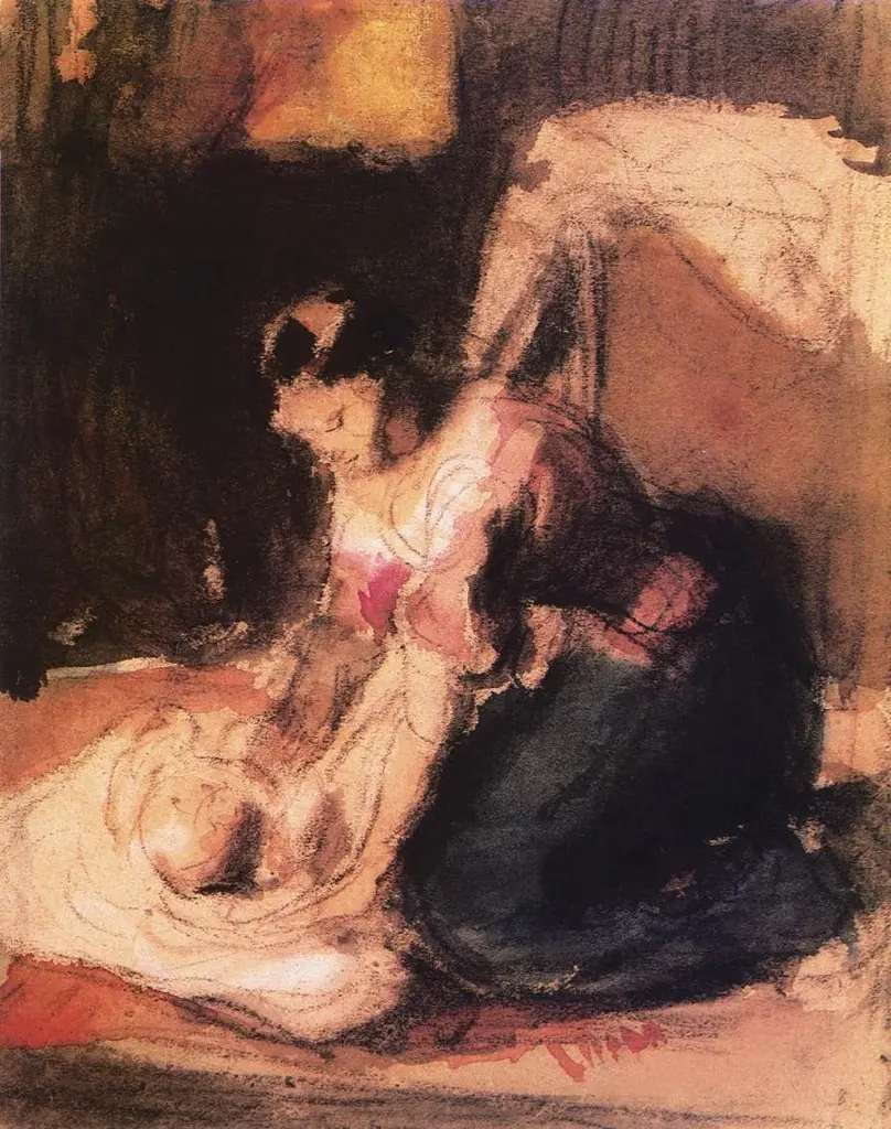 Mother Swaddling a Child, by Károly Brocky