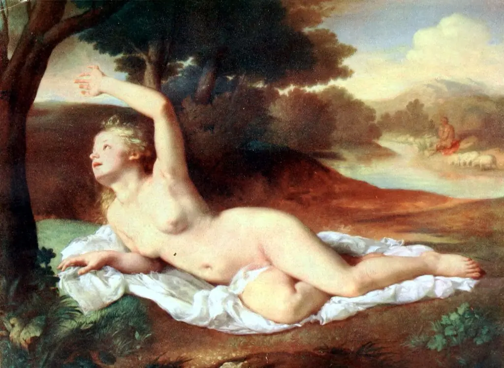 Resting Psyche or Venus and Faun, by Károly Brocky