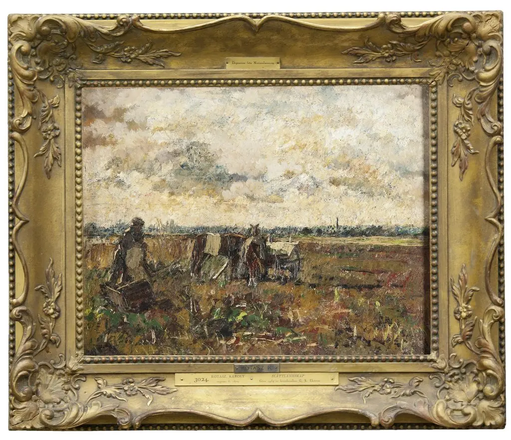 Plain with a Working Farmer, by Károly Kotász
