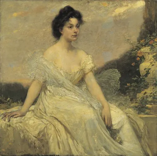 Cornelia Lotz in White Dress, by Károly Lotz