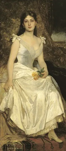 Ilona Lotz in White, by Károly Lotz, oil, 1890