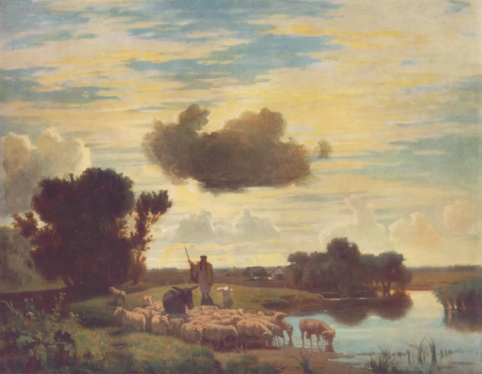 Sunset, by Károly Lotz, oil, 1870
