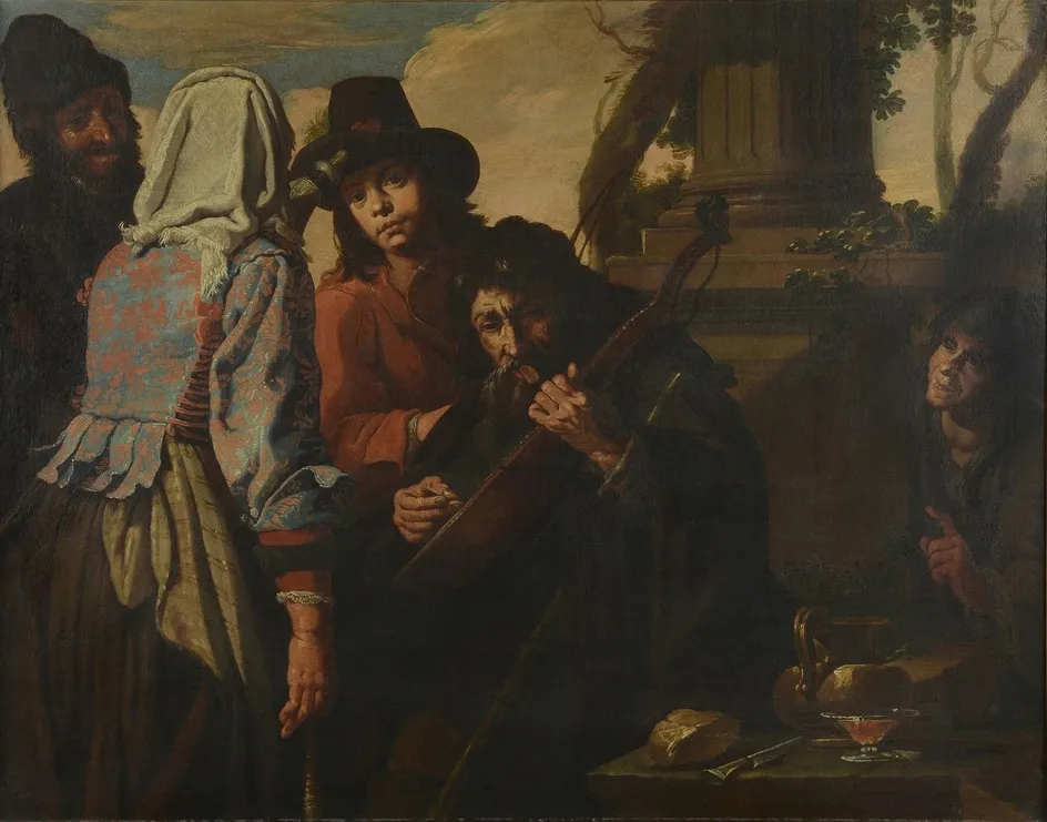Gipsy Musicians, by Kaspar Waldmann, oil, 1698