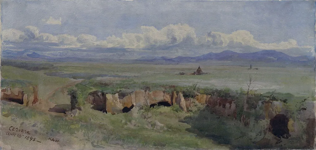 Cervara, by Katharine Ann Caulfield, watercolor, 1895