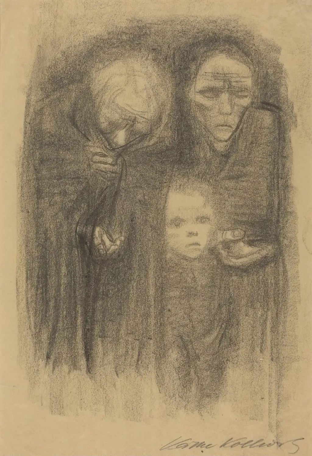 Beggars, by Käthe Kollwitz, charcoal, 1924
