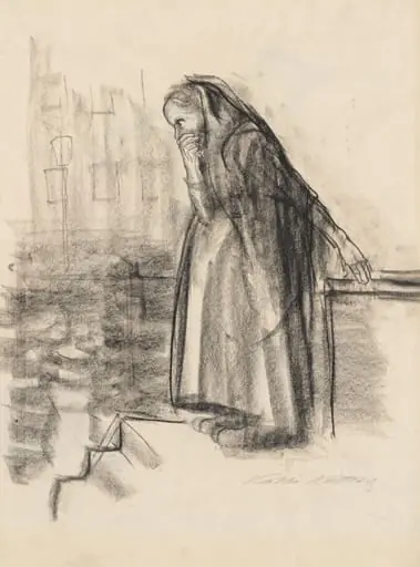 Pregnant Woman Contemplating Suicide (recto), by Käthe Kollwitz