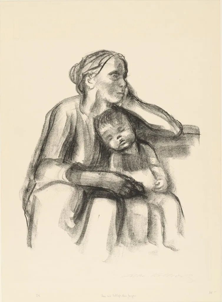 Untitled, by Käthe Kollwitz, ink, 1927