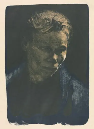 Working Woman with Blue Shawl, by Käthe Kollwitz