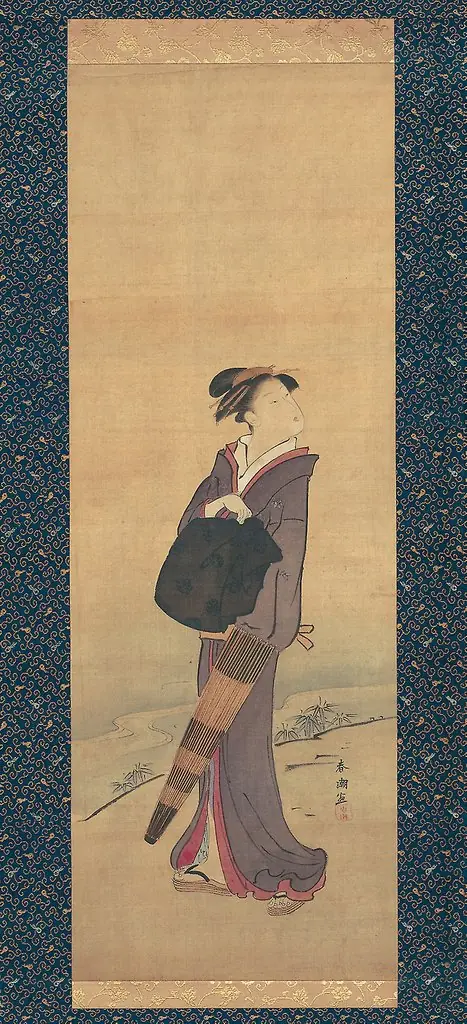 Girl on River Bank, by Katsukawa Shunchō