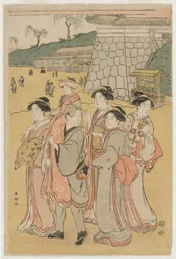 Women Accompanying a Girl to a Shrine, by Katsukawa Shunchō