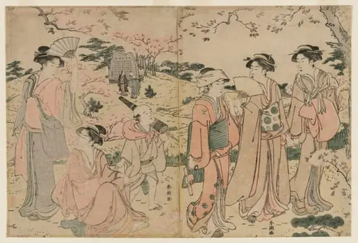 Women Viewing Cherry Blossoms at Asukayama, by Katsukawa Shunchō