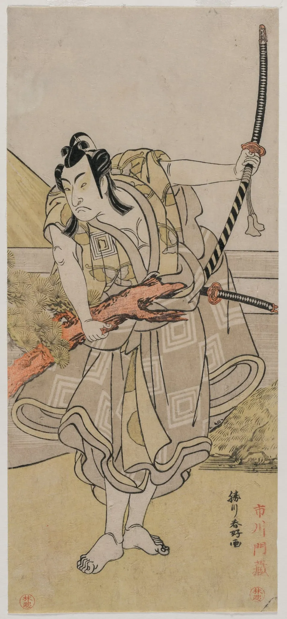Ichikawa Monnosuke II as Soga no Gorō, by Katsukawa Shunkō, 1779