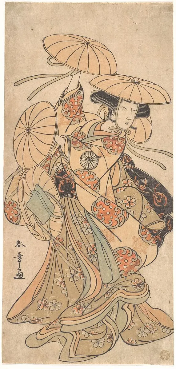 初代中村富十郎|Kabuki Actor Nakamura Tomijūrō I in a Female Dance Role, by Katsukawa Shunshō, ink, 1777