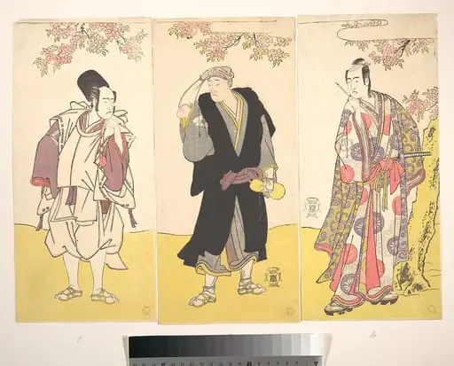 三代目市川八百藏・初代目尾上松助・三代目澤村宗十郎|Kabuki Actors Ichikawa Yaozō III, Onoe Matsusuke I, and Sawamura Sōjūrō III, by Katsukawa Shunshō