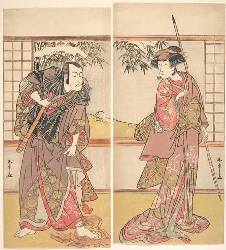 勝川春章画　二代目小佐川常世・五代目市川団十郎|Kabuki Actors Osagawa Tsuneyo II and Ichikawa Danjūrō V, by Katsukawa Shunshō