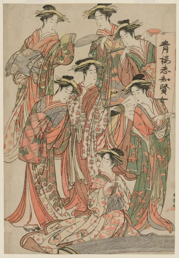 Seven Wise Women of the Pleasure Quarters, by Katsukawa Shunshō, 1784