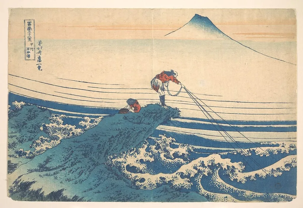 冨嶽三十六景 甲州石班沢|Kajikazawa in Kai Province (Kōshū Kajikazawa), from the series Thirty-six Views of Mount Fuji (Fugaku sanjūrokkei), by Katsushika Hokusai, ink, 1831