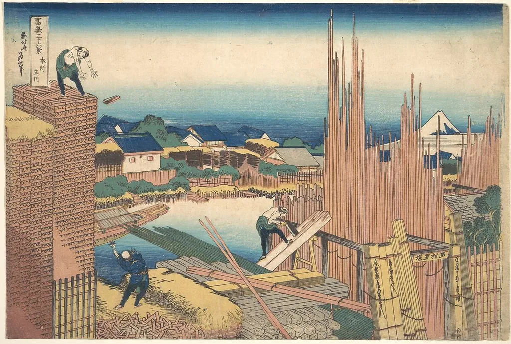 冨嶽三十六景 本所立川|Tatekawa in Honjō (Honjō Tatekawa), from the series Thirty-six Views of Mount Fuji (Fugaku sanjūrokkei), by Katsushika Hokusai, ink, 1831