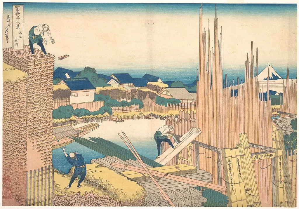 冨嶽三十六景 本所立川|Tatekawa in Honjō (Honjō Tatekawa), from the series Thirty-six Views of Mount Fuji (Fugaku sanjūrokkei), by Katsushika Hokusai, ink, 1831
