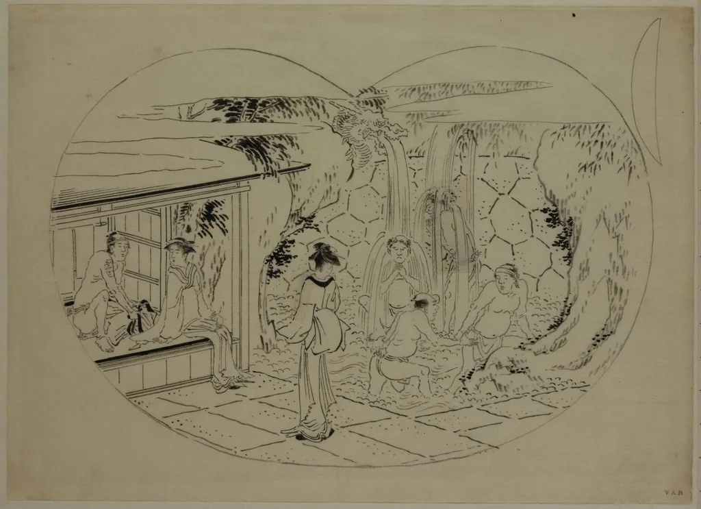 The Meguro Fudo Temple, by Katsushika Hokusai, 1786