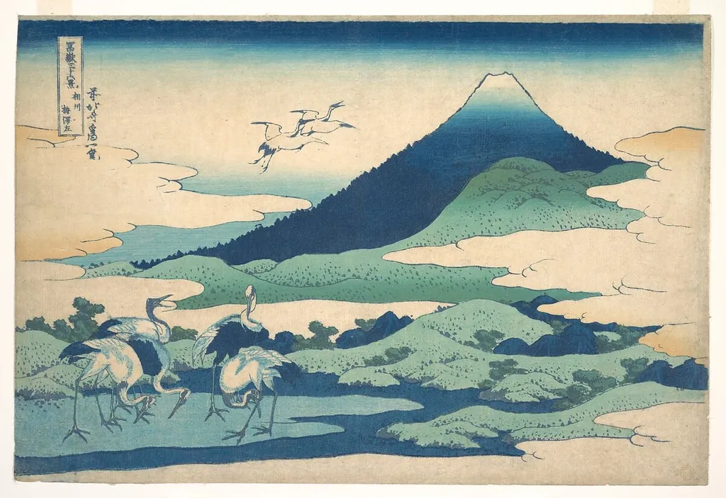 「冨嶽三十六景 相州梅沢左」|“Umezawa Manor in Sagami Province,” from the series Thirty-six Views of Mount Fuji (Fugaku sanjūrokkei, Sōshū Umezawa zai), by Katsushika Hokusai, ink, 1831