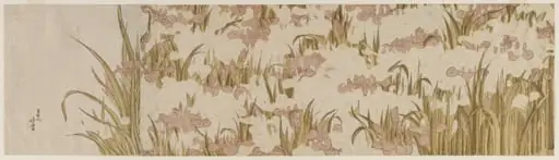 White and Purple Irises, by Katsushika Hokusai