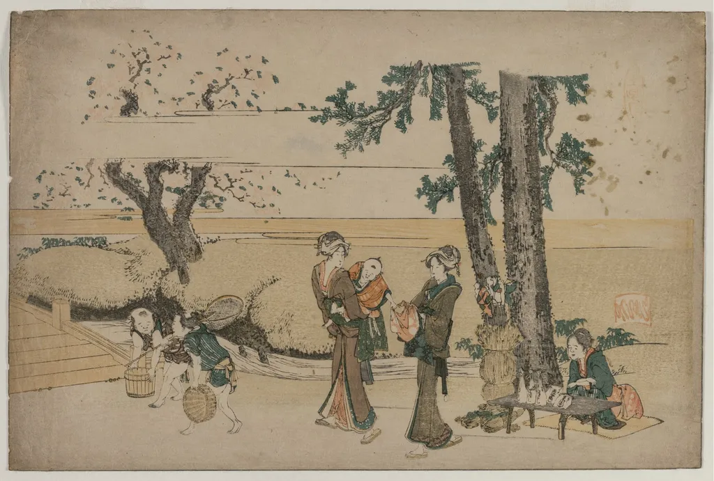 Woman Passing a Roadside Shop Near Oji, by Katsushika Hokusai, 1804