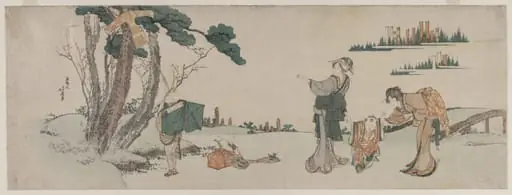 Women Distracting a Child whose Kite is caught in a Tree, by Katsushika Hokusai