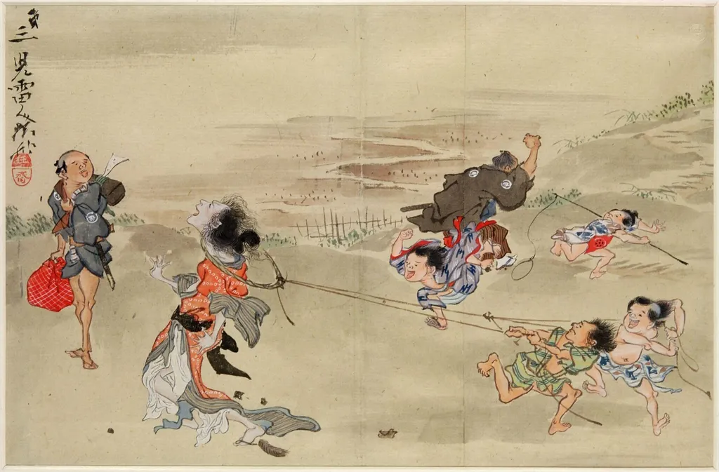 An Unfortunate Tale, III, by Kawanabe Kyōsai 河鍋暁斎, paint, 1870