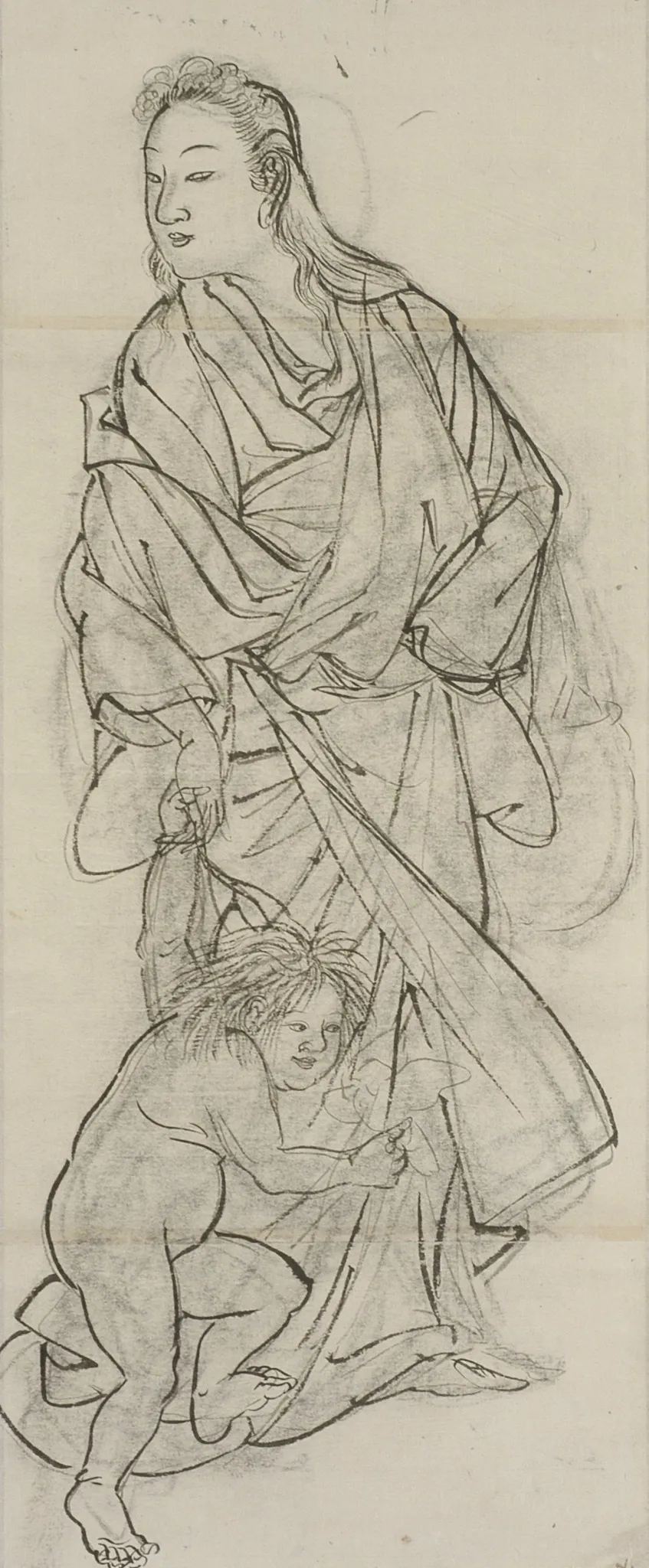 Yamauba and Kintarō, by Kawanabe Kyōsai 河鍋暁斎, unspecified, 1850
