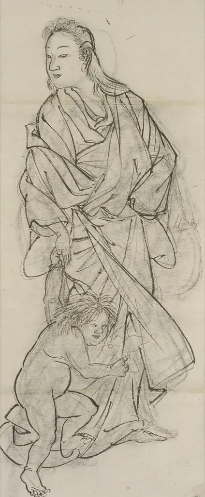 Yamauba and Kintarō, by Kawanabe Kyōsai 河鍋暁斎