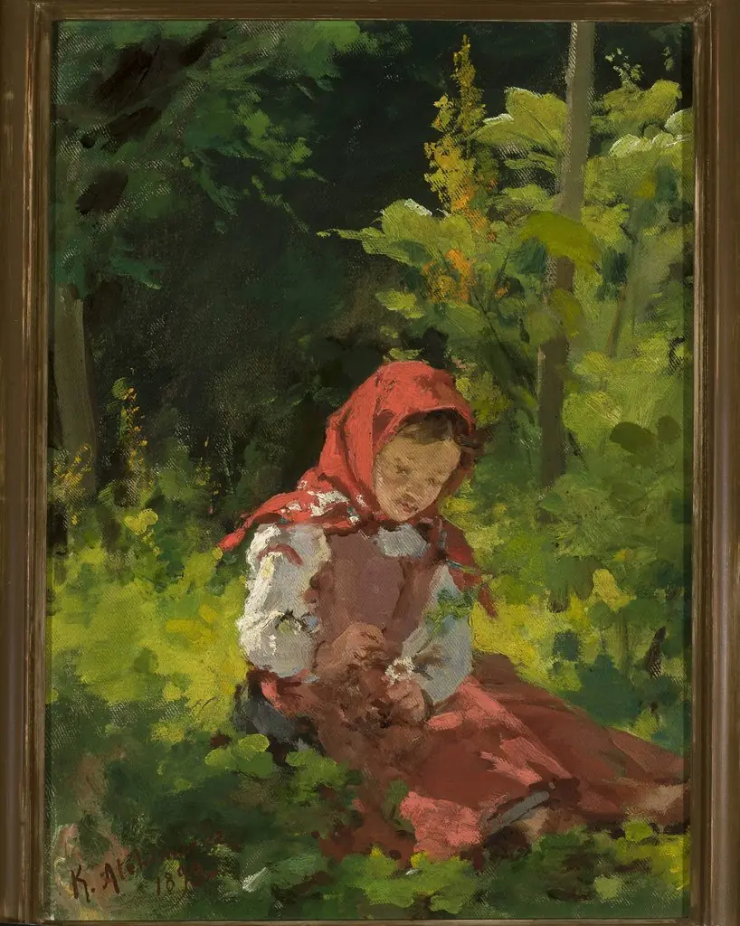 Girl in a forest, by Kazimierz Alchimowicz