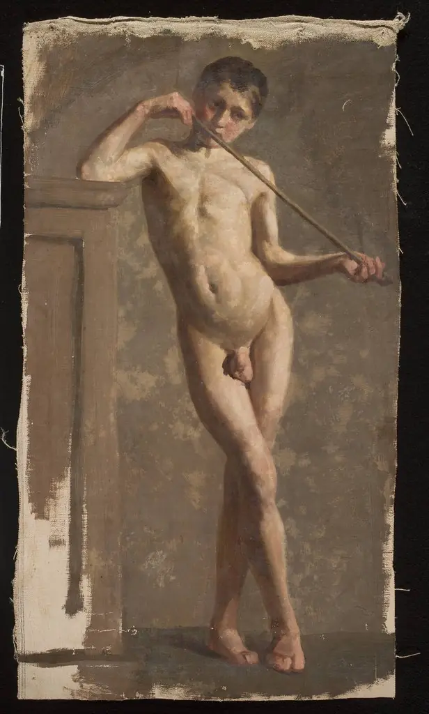 Nude of a standing boy, by Kazimierz Alchimowicz