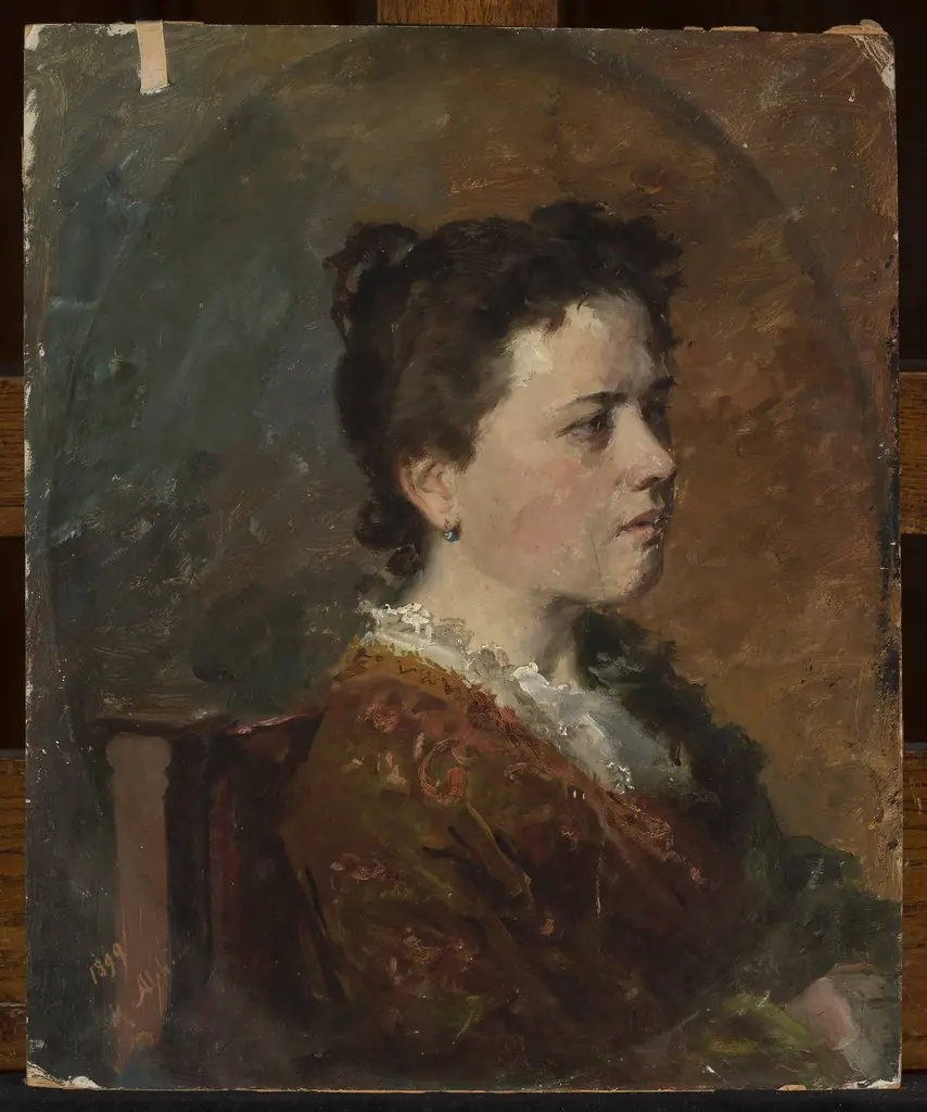Portrait of a young woman, study, by Kazimierz Alchimowicz