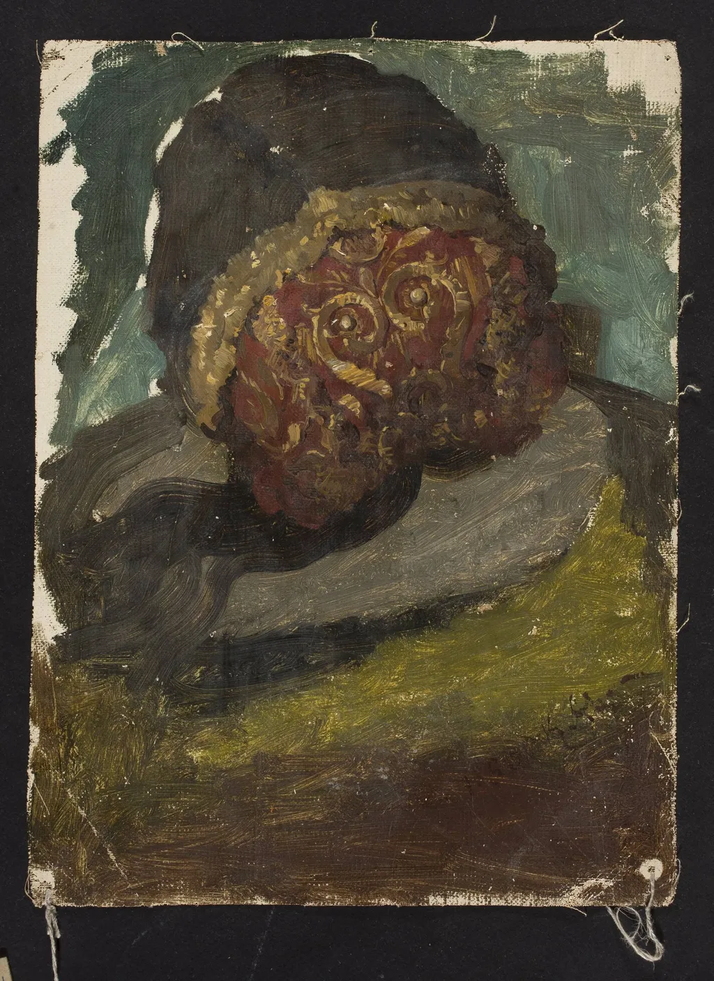 Woman's head in a cap, back view, study for the painting “Defence of Olsztyn by Karliński”, by Kazimierz Alchimowicz, oil, 1890