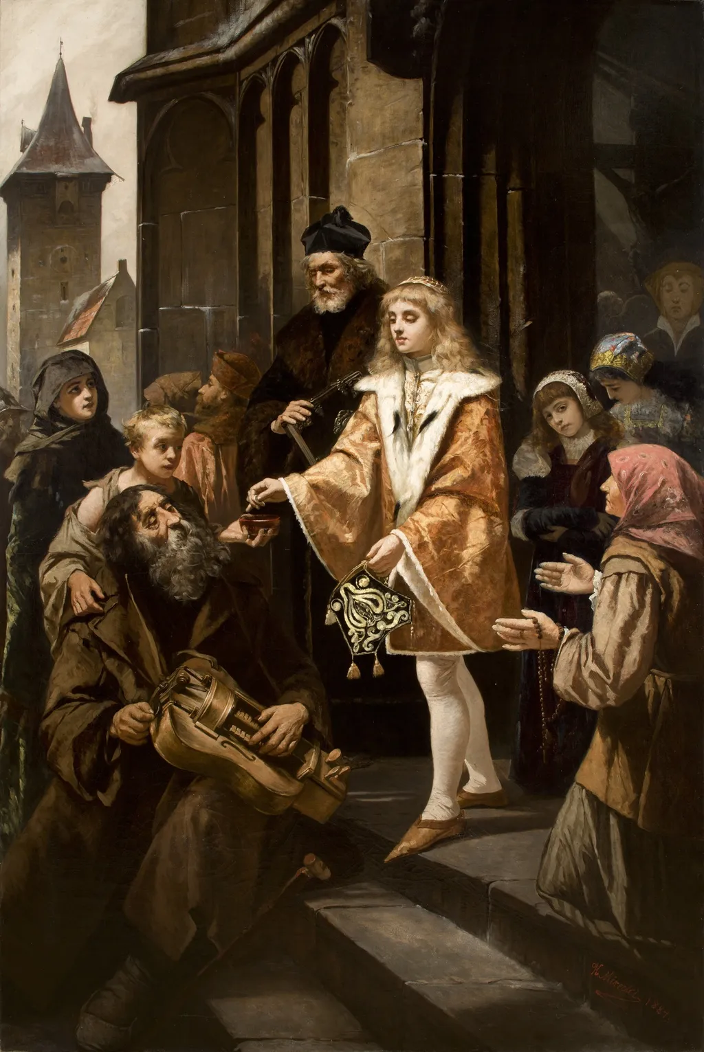Saint Casimir Giving Alms, by Kazimierz Mirecki, oil, 1892