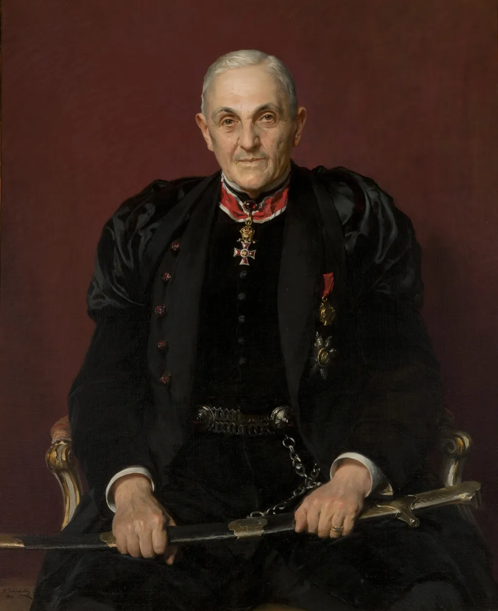 Portrait of Dawid Abrahamowicz, by Kazimierz Pochwalski, oil, 1914