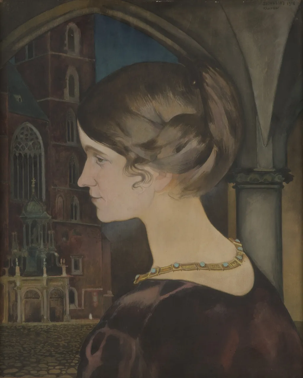 Portrait of Maria Sobolewska, by Kazimierz Sichulski, unspecified, 1918