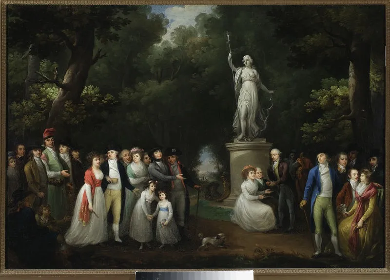 Social meeting in a park, by Kazimierz Wojniakowski, oil, 1799